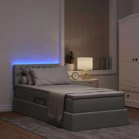Łóżko z miejscem na przechowywanie i LED Jasnoszary 90 x 190 cm