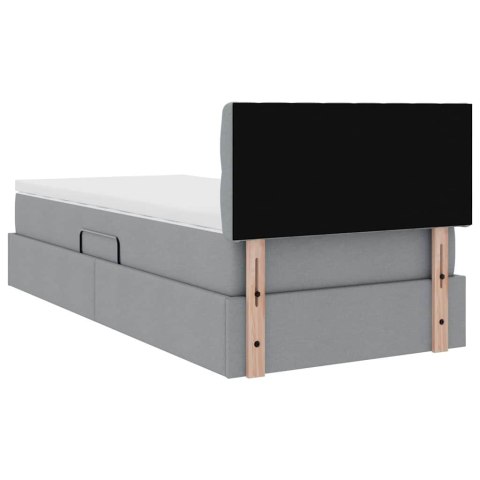 Łóżko z miejscem na przechowywanie i LED Jasnoszary 90 x 190 cm