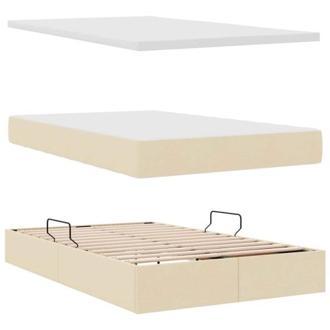 Łóżko z miejscem na przechowywanie i LED Kremowy 120 x 200 cm