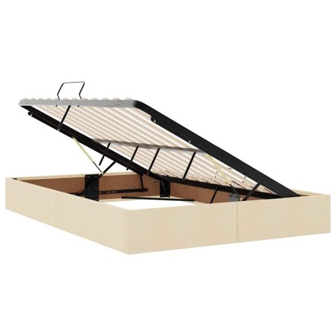 Łóżko z miejscem na przechowywanie i LED Kremowy 140 x 190 cm