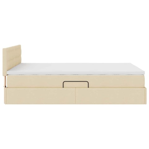 Łóżko z miejscem na przechowywanie i LED Kremowy 140 x 190 cm