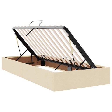 Łóżko z miejscem na przechowywanie i LED Kremowy 90 x 190 cm