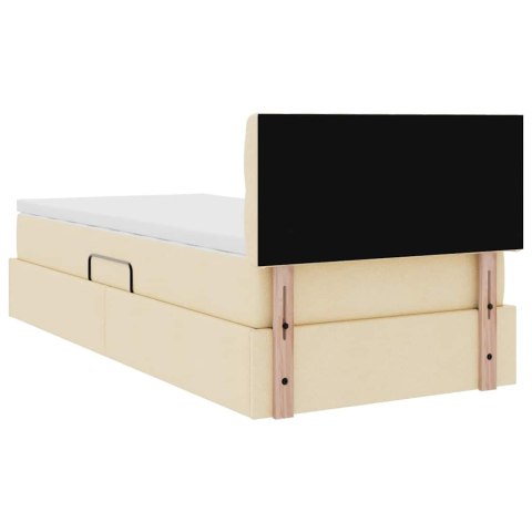 Łóżko z miejscem na przechowywanie i LED Kremowy 90 x 200 cm