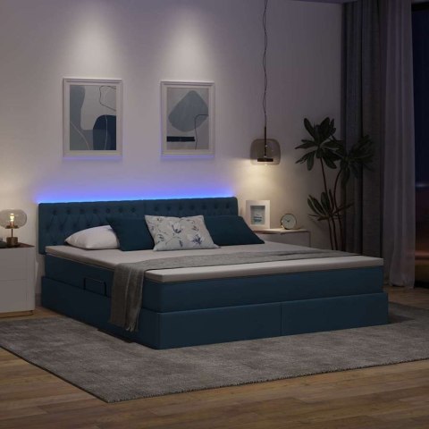 Łóżko z miejscem na przechowywanie i LED Niebieski 180 x 200 cm