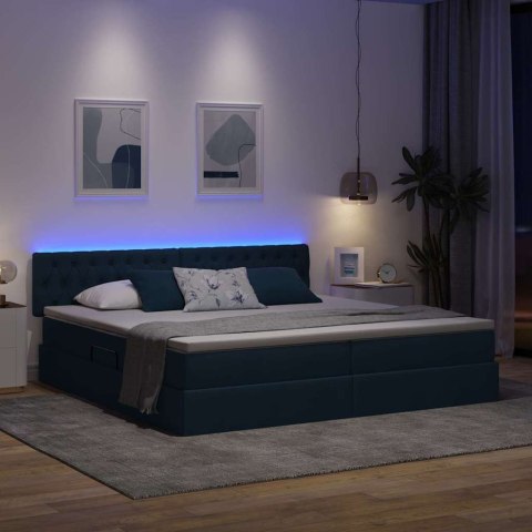 Łóżko z miejscem na przechowywanie i LED Niebieski 200 x 200 cm