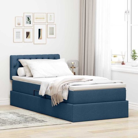 Łóżko z miejscem na przechowywanie i LED Niebieski 90 x 190 cm