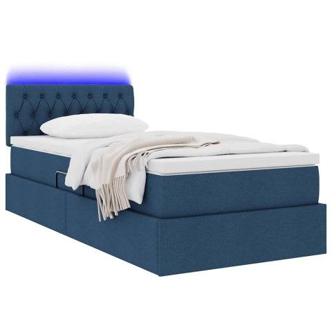 Łóżko z miejscem na przechowywanie i LED Niebieski 90 x 190 cm
