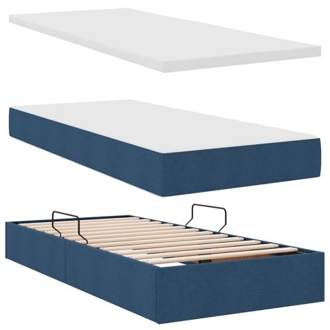 Łóżko z miejscem na przechowywanie i LED Niebieski 90 x 190 cm