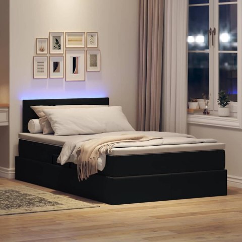 Łóżko z miejscem na przechowywanie i LED Czarny 120 x 200 cm