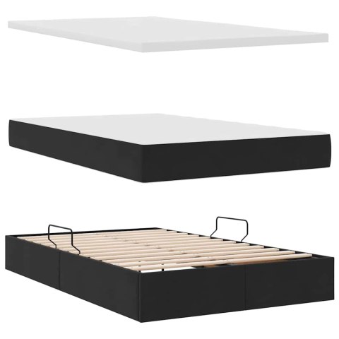 Łóżko z miejscem na przechowywanie i LED Czarny 120 x 200 cm