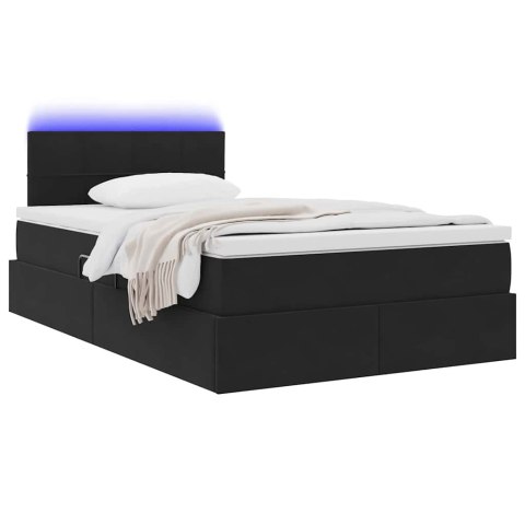 Łóżko z miejscem na przechowywanie i LED Czarny 120 x 200 cm