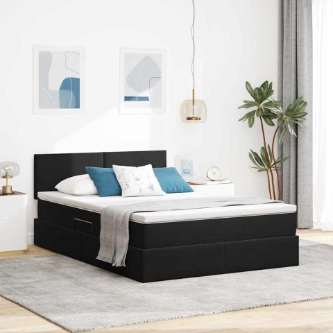 Łóżko z miejscem na przechowywanie i LED Czarny 140 x 190 cm