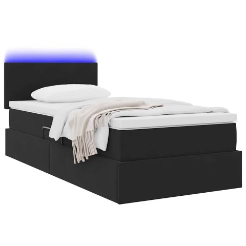 Łóżko z miejscem na przechowywanie i LED Czarny 90 x 200 cm