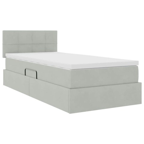Łóżko z miejscem na przechowywanie i LED Jasnoszary 90 x 200 cm