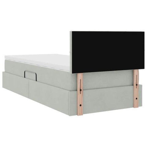 Łóżko z miejscem na przechowywanie i LED Jasnoszary 90 x 200 cm