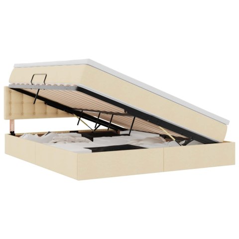 Łóżko z miejscem na przechowywanie i LED Kremowy 160 x 200 cm