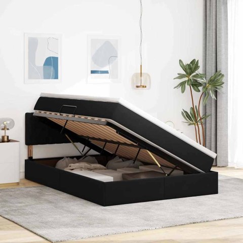 Łóżko z miejscem na przechowywanie i LED Czarny 140 x 190 cm