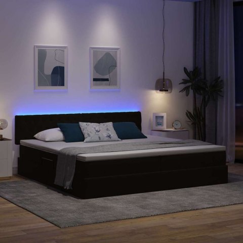 Łóżko z miejscem na przechowywanie i LED Czarny 200 x 200 cm