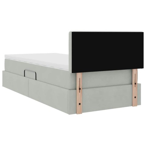 Łóżko z miejscem na przechowywanie i LED Jasnoszary 90 x 200 cm