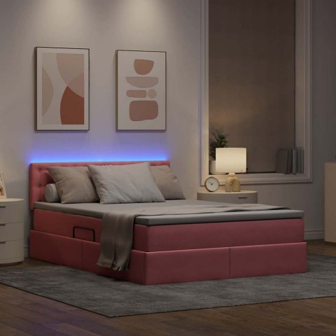 Łóżko z miejscem na przechowywanie i LED Różowy 140 x 200 cm
