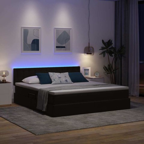 Łóżko z miejscem na przechowywanie i LED Czarny 180 x 200 cm