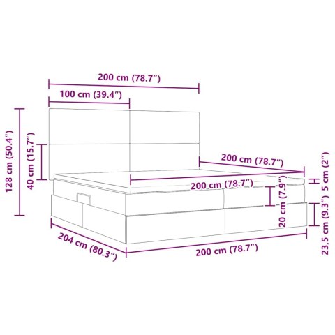 Łóżko z miejscem na przechowywanie i materacem 200 x 200 cm