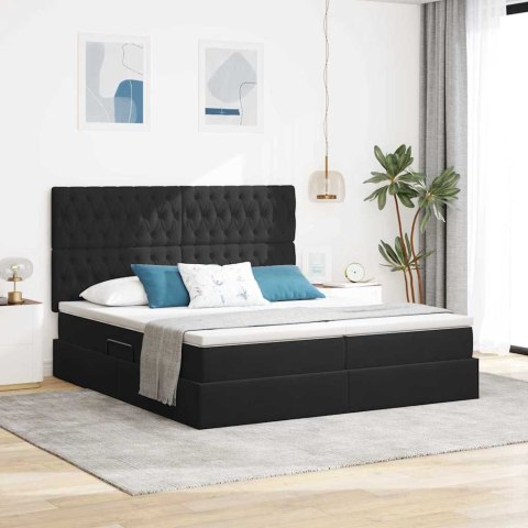 Łóżko z miejscem do przechowywania Czarny 200 x 200 cm Aksamit