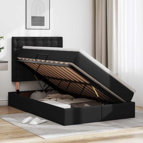 Łóżko z miejscem na przechowywanie i LED Czarny 120 x 200 cm