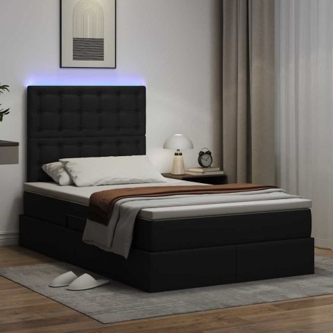 Łóżko z miejscem na przechowywanie i LED Czarny 120 x 200 cm