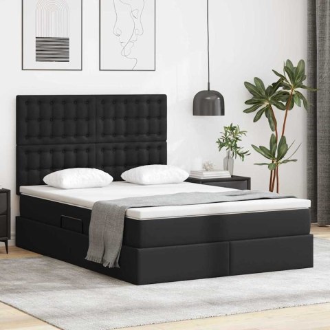 Łóżko z miejscem na przechowywanie i LED Czarny 140 x 190 cm