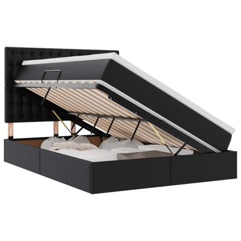 Łóżko z miejscem na przechowywanie i LED Czarny 140 x 190 cm