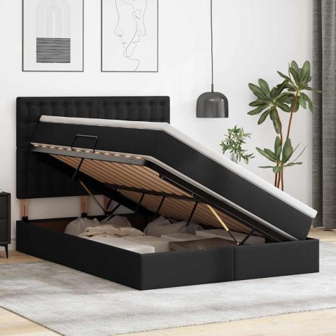 Łóżko z miejscem na przechowywanie i LED Czarny 140 x 190 cm