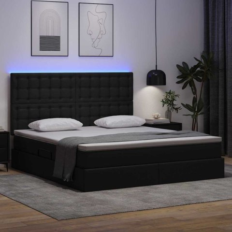 Łóżko z miejscem na przechowywanie i LED Czarny 160 x 200 cm