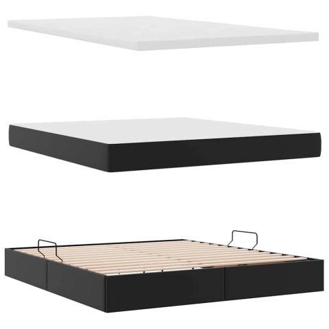 Łóżko z miejscem na przechowywanie i LED Czarny 160 x 200 cm