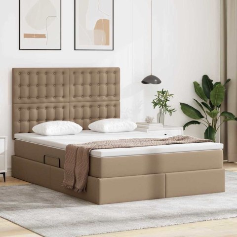 Łóżko z miejscem na przechowywanie i LED Kawowy 140 x 190 cm
