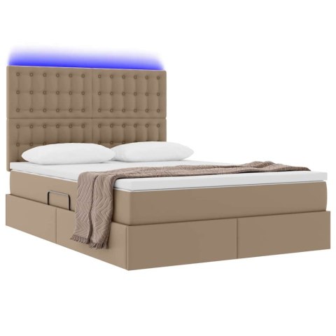 Łóżko z miejscem na przechowywanie i LED Kawowy 140 x 190 cm