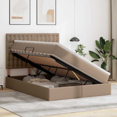 Łóżko z miejscem na przechowywanie i LED Kawowy 140 x 190 cm