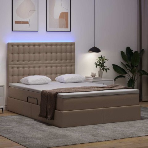 Łóżko z miejscem na przechowywanie i LED Kawowy 140 x 190 cm