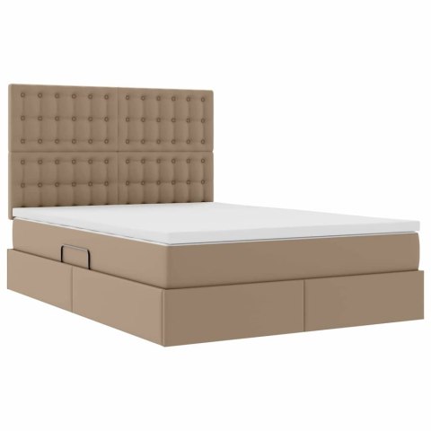 Łóżko z miejscem na przechowywanie i LED Kawowy 140 x 190 cm