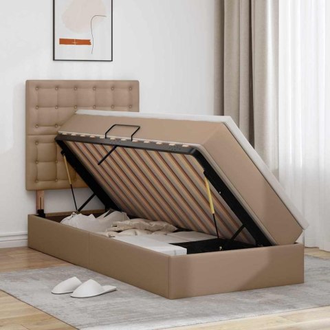 Łóżko z miejscem na przechowywanie i LED Kawowy 90 x 190 cm