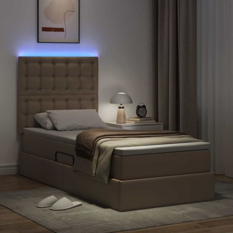 Łóżko z miejscem na przechowywanie i LED Kawowy 90 x 190 cm
