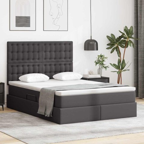 Łóżko z miejscem na przechowywanie i LED Szary 140 x 190 cm