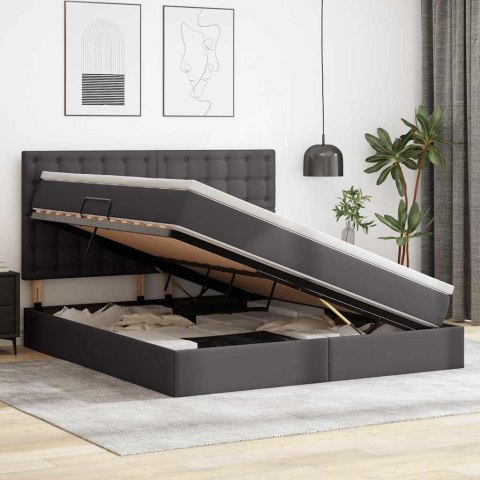 Łóżko z miejscem na przechowywanie i LED Szary 180 x 200 cm