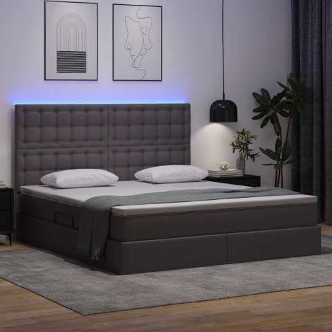 Łóżko z miejscem na przechowywanie i LED Szary 180 x 200 cm