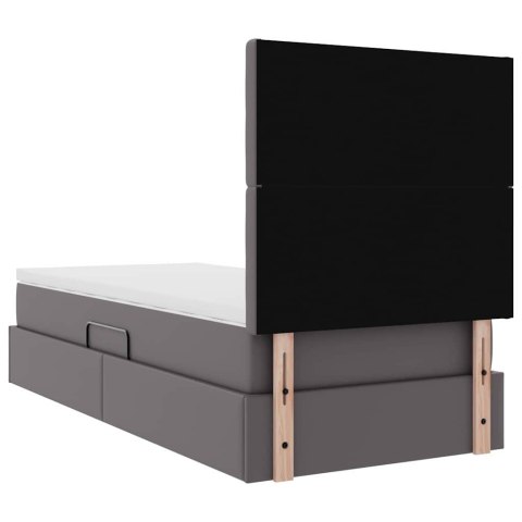 Łóżko z miejscem na przechowywanie i LED Szary 90 x 190 cm