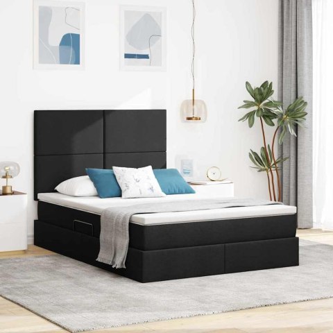Łóżko z miejscem na przechowywanie i LED Czarny 140 x 190 cm