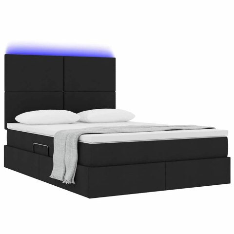 Łóżko z miejscem na przechowywanie i LED Czarny 140 x 190 cm