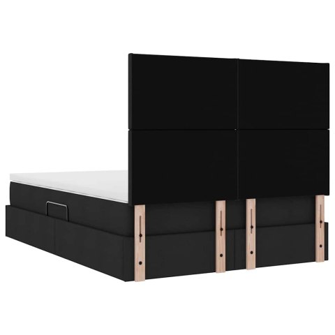Łóżko z miejscem na przechowywanie i LED Czarny 140 x 190 cm