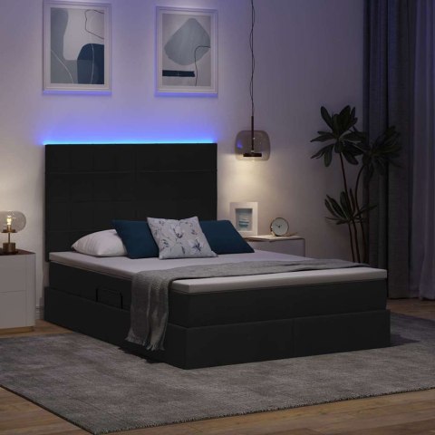 Łóżko z miejscem na przechowywanie i LED Czarny 140 x 190 cm
