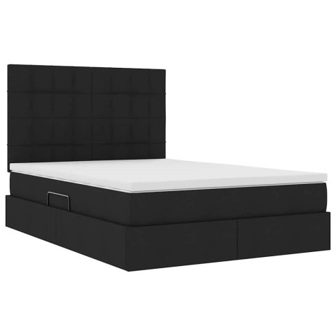 Łóżko z miejscem na przechowywanie i LED Czarny 140 x 190 cm